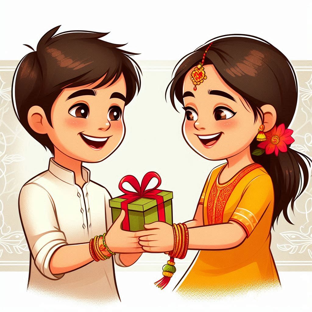 Brother and sister raksha bandhan vector download